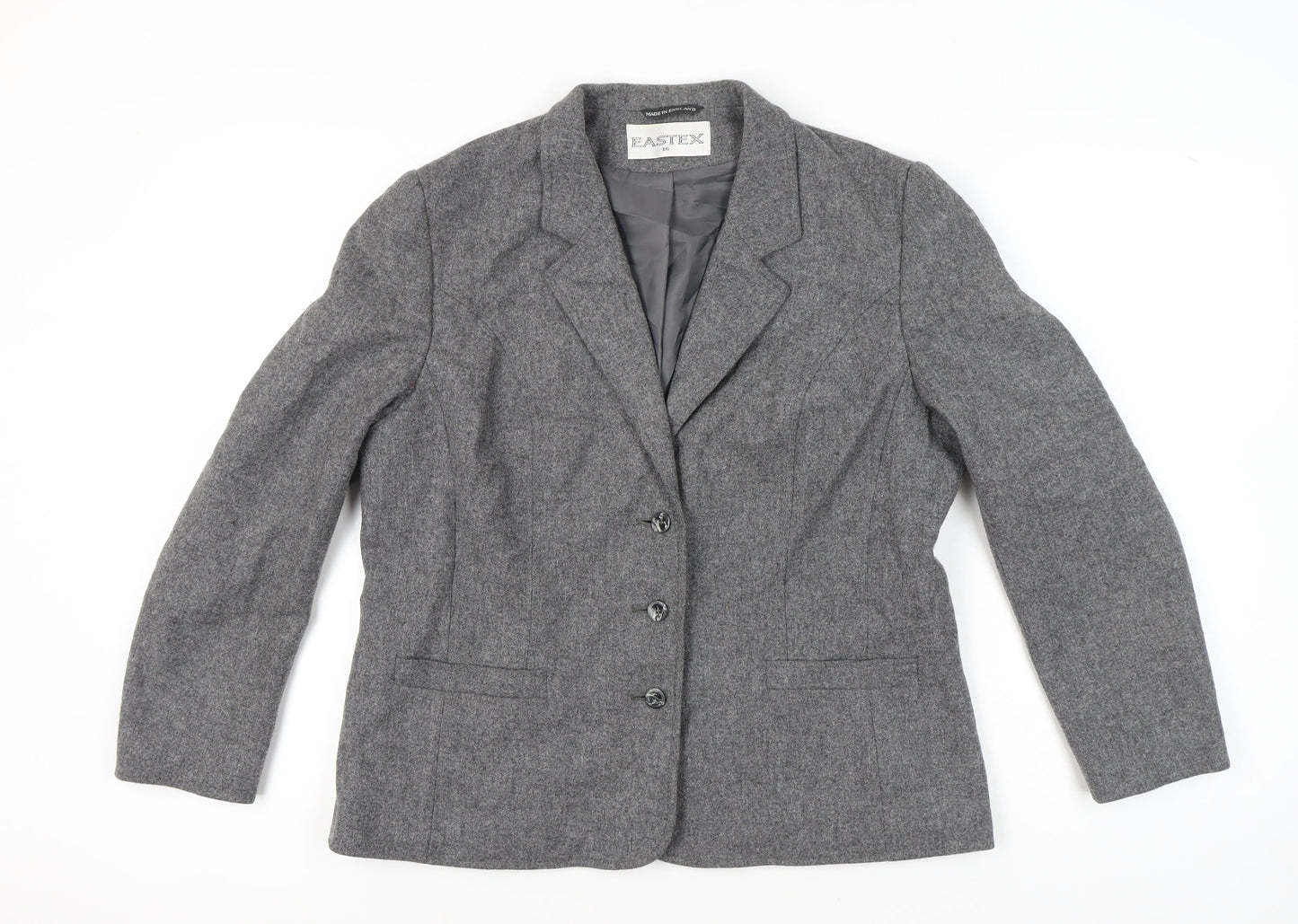 Eastex Women’s Grey Wool Blazer Size 16 Classic Work Jacket