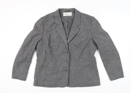 Eastex Women’s Grey Wool Blazer Size 16 Classic Work Jacket