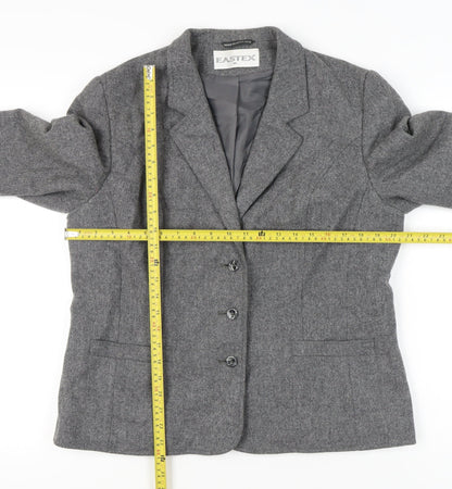 Eastex Women’s Grey Wool Blazer Size 16 Classic Work Jacket