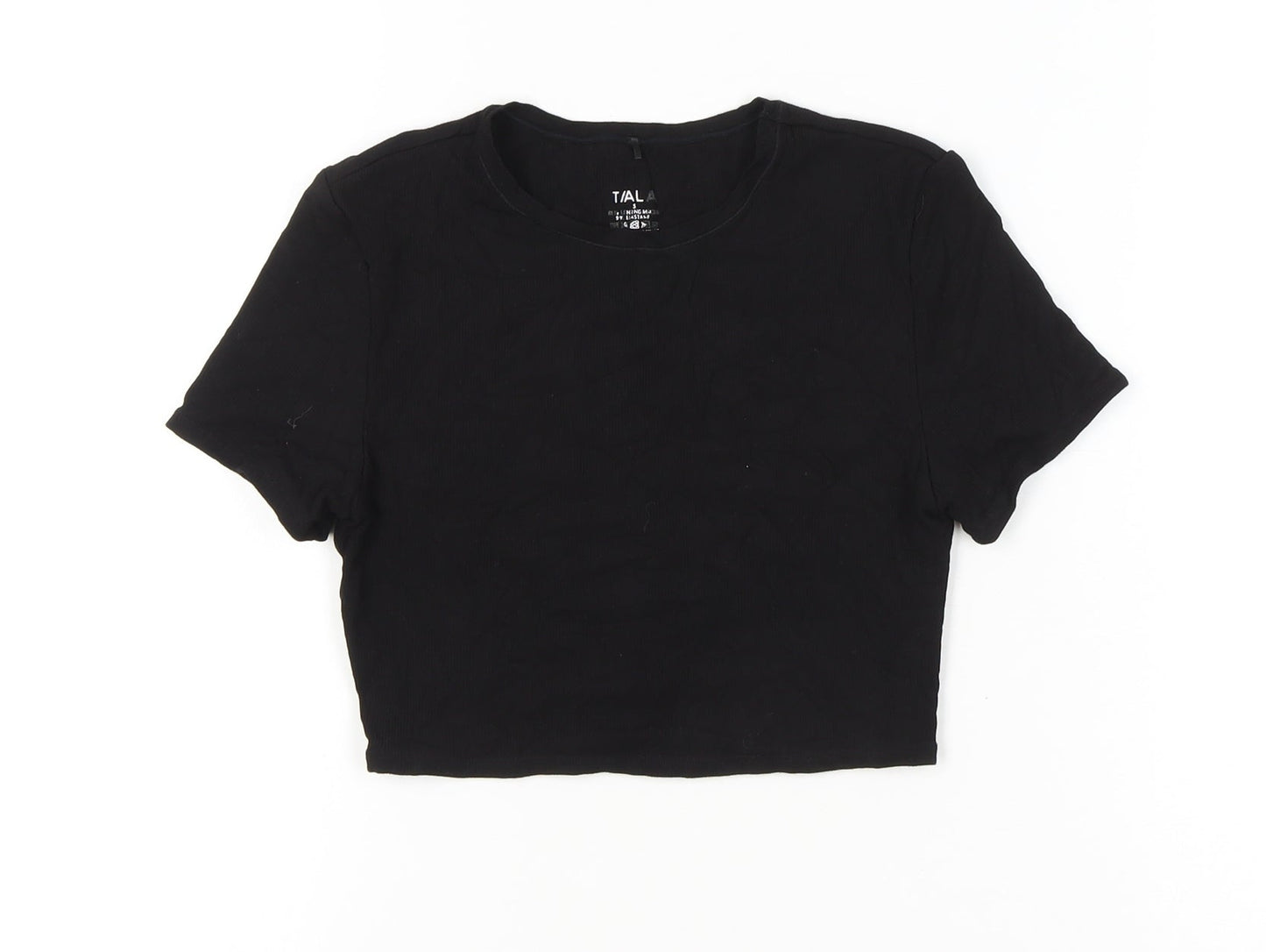 Tala Womens Black Cropped Slim Fit T-Shirt Size S