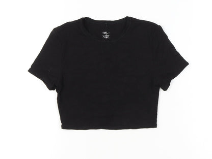 Tala Womens Black Cropped Slim Fit T-Shirt Size S