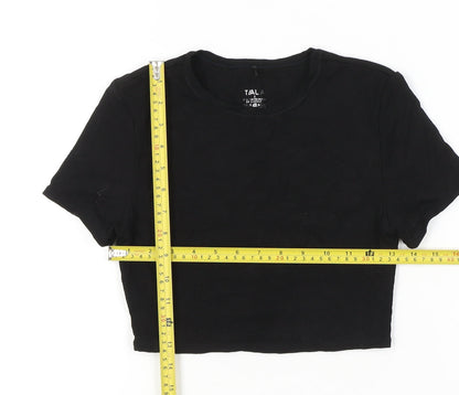 Tala Womens Black Cropped Slim Fit T-Shirt Size S