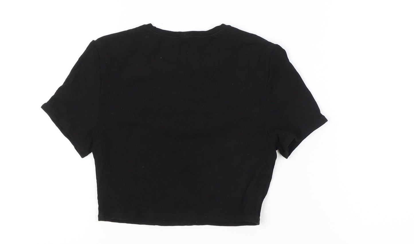 Tala Womens Black Cropped Slim Fit T-Shirt Size S