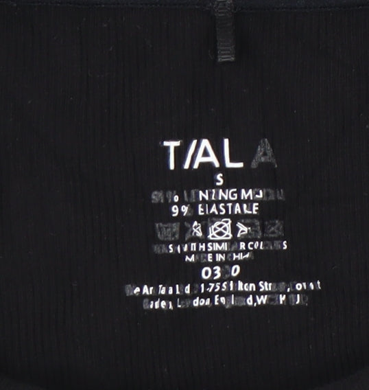 Tala Womens Black Cropped Slim Fit T-Shirt Size S