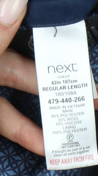 Next Men’s Blue 42 Chest Suit Jacket XL Regular Fit