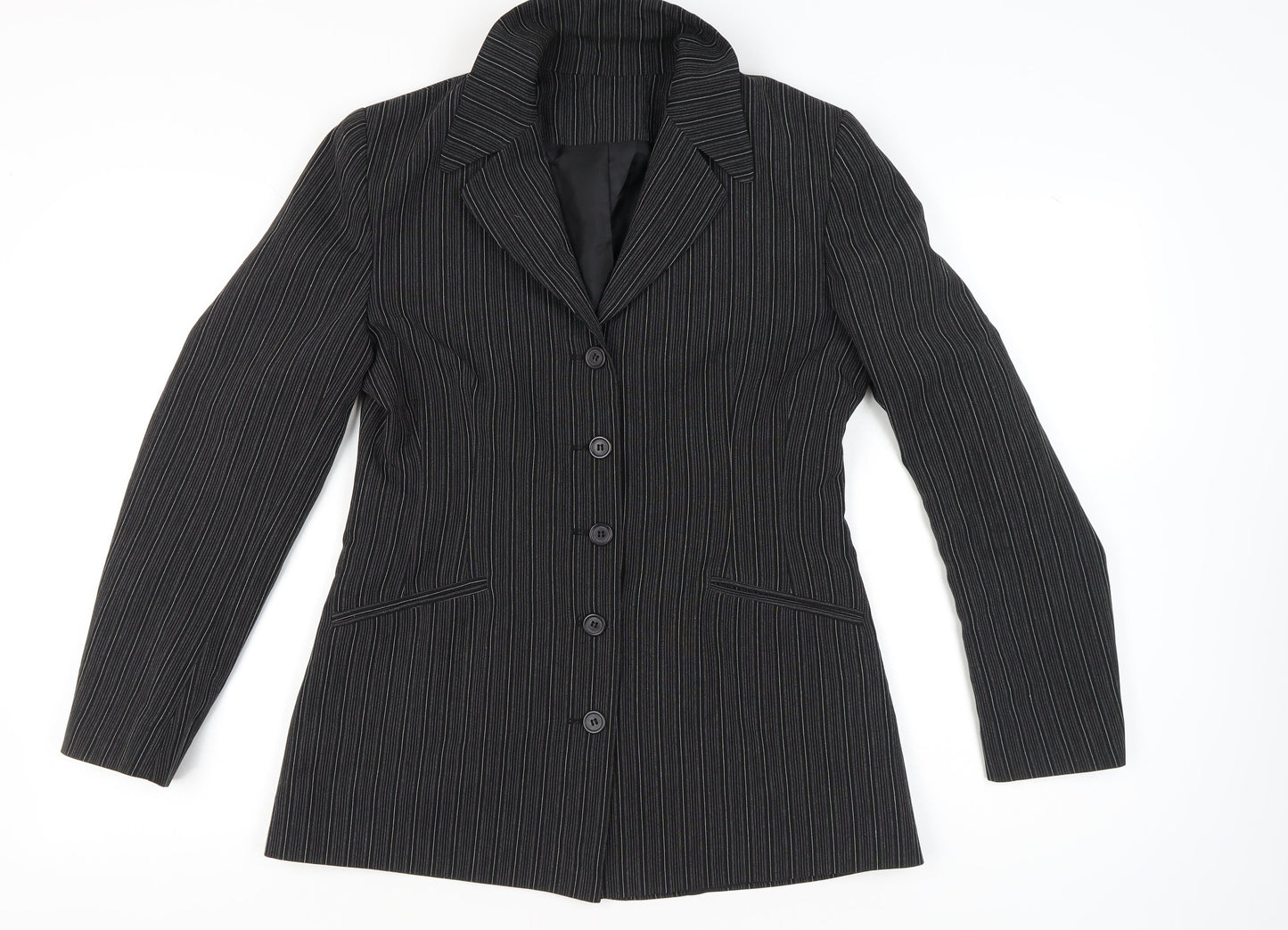 New Look Womens Black Pinstripe Suit Jacket Size 14 Workwear