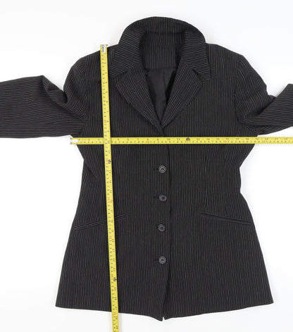 New Look Womens Black Pinstripe Suit Jacket Size 14 Workwear