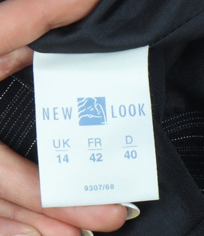 New Look Womens Black Pinstripe Suit Jacket Size 14 Workwear