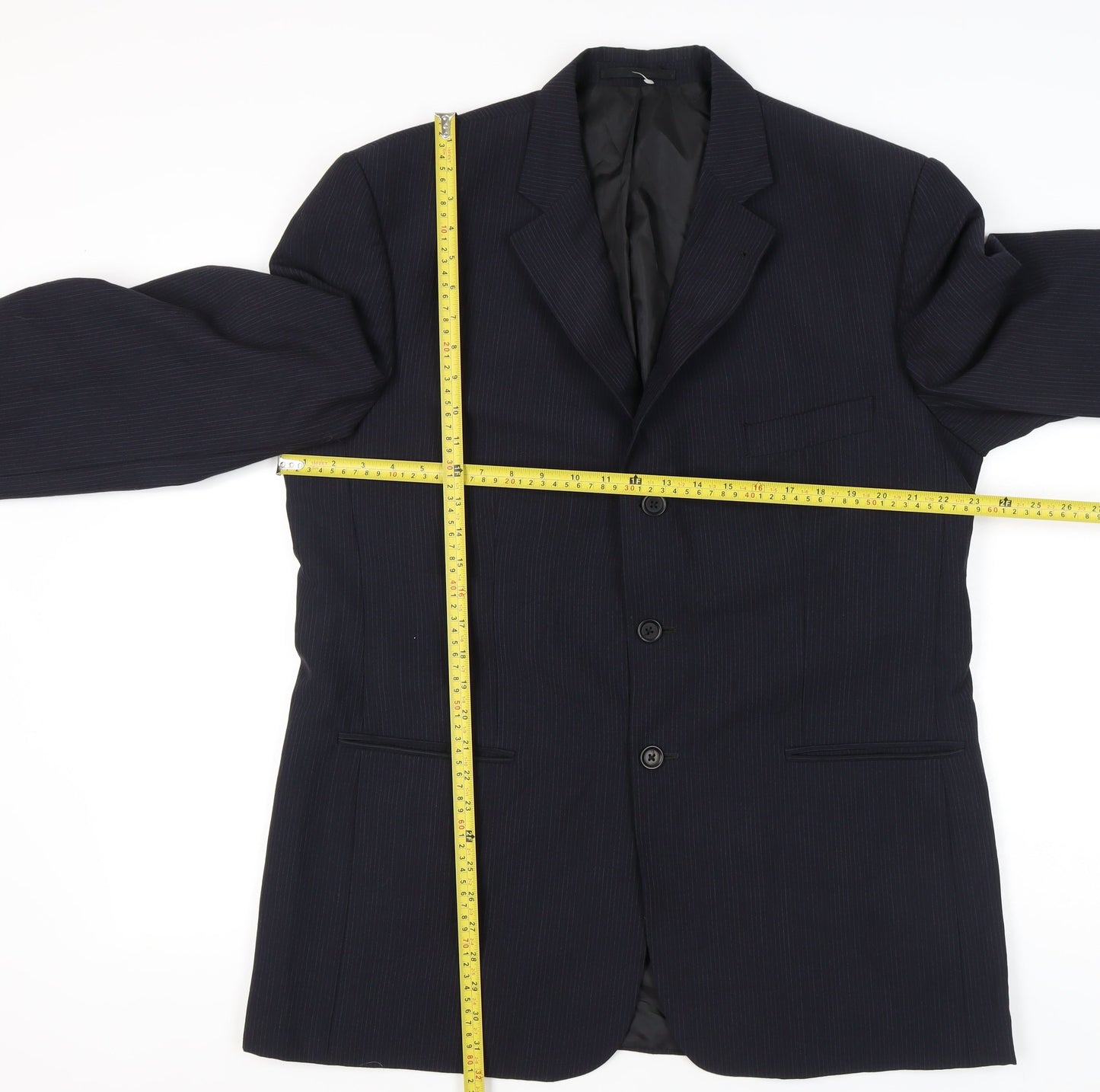 George Men’s Blue 44L Pinstripe Blazer Jacket Formal