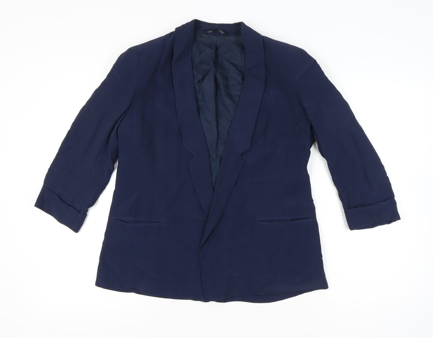 French Connection Womens Blue Size 14 Shawl Lapel Blazer Jacket
