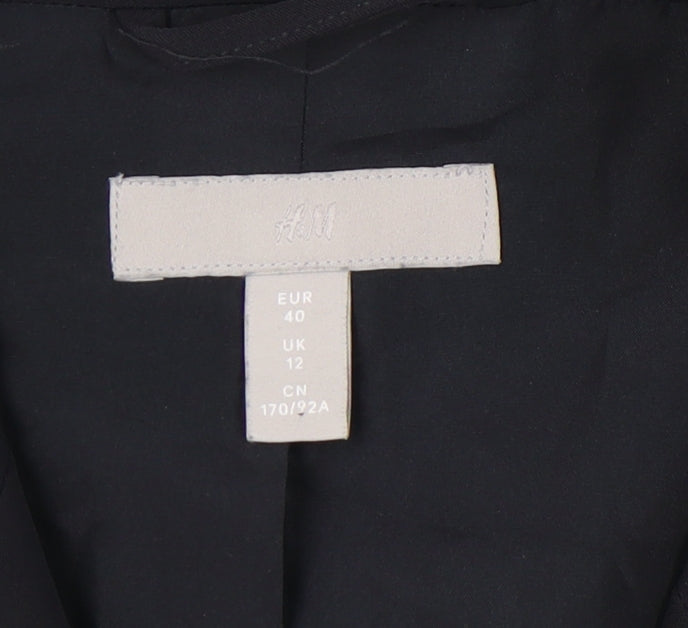 H&M Womens Black UK 12 Double-Breasted Blazer Jacket