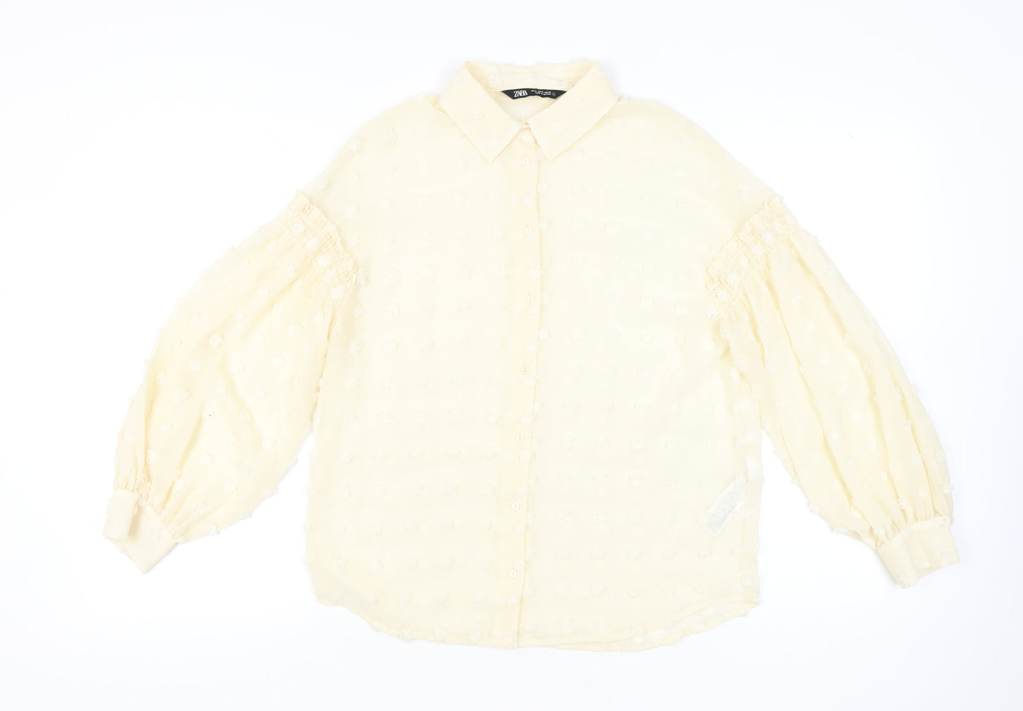 Womens UK Size 12 Zara Beige Classic Blouse