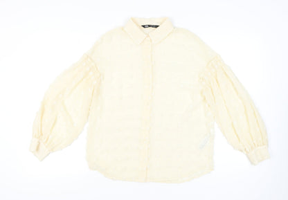 Womens UK Size 12 Zara Beige Classic Blouse