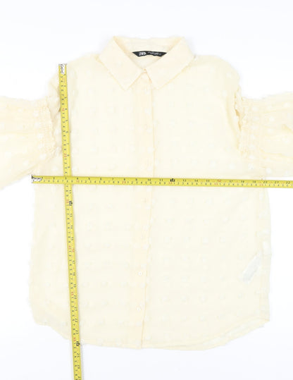 Womens UK Size 12 Zara Beige Classic Blouse