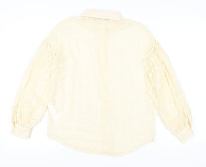 Womens UK Size 12 Zara Beige Classic Blouse