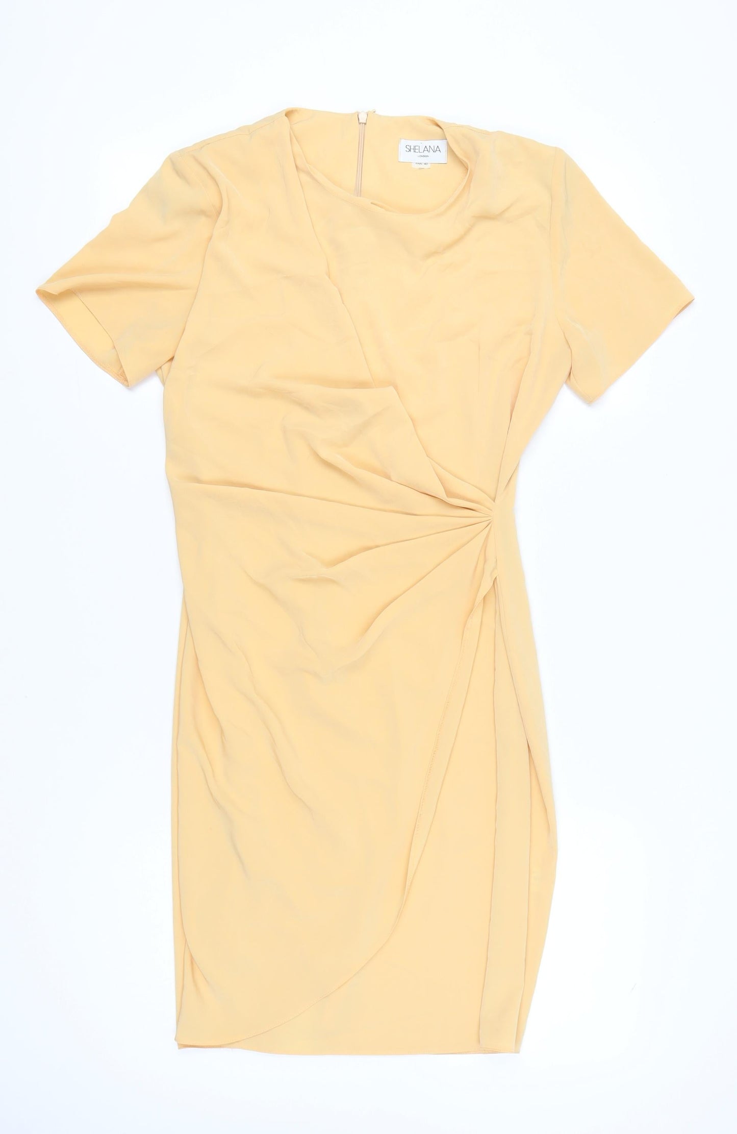 Shelana Women’s Yellow Sheath Dress Size 12 Short Sleeve Knee Length