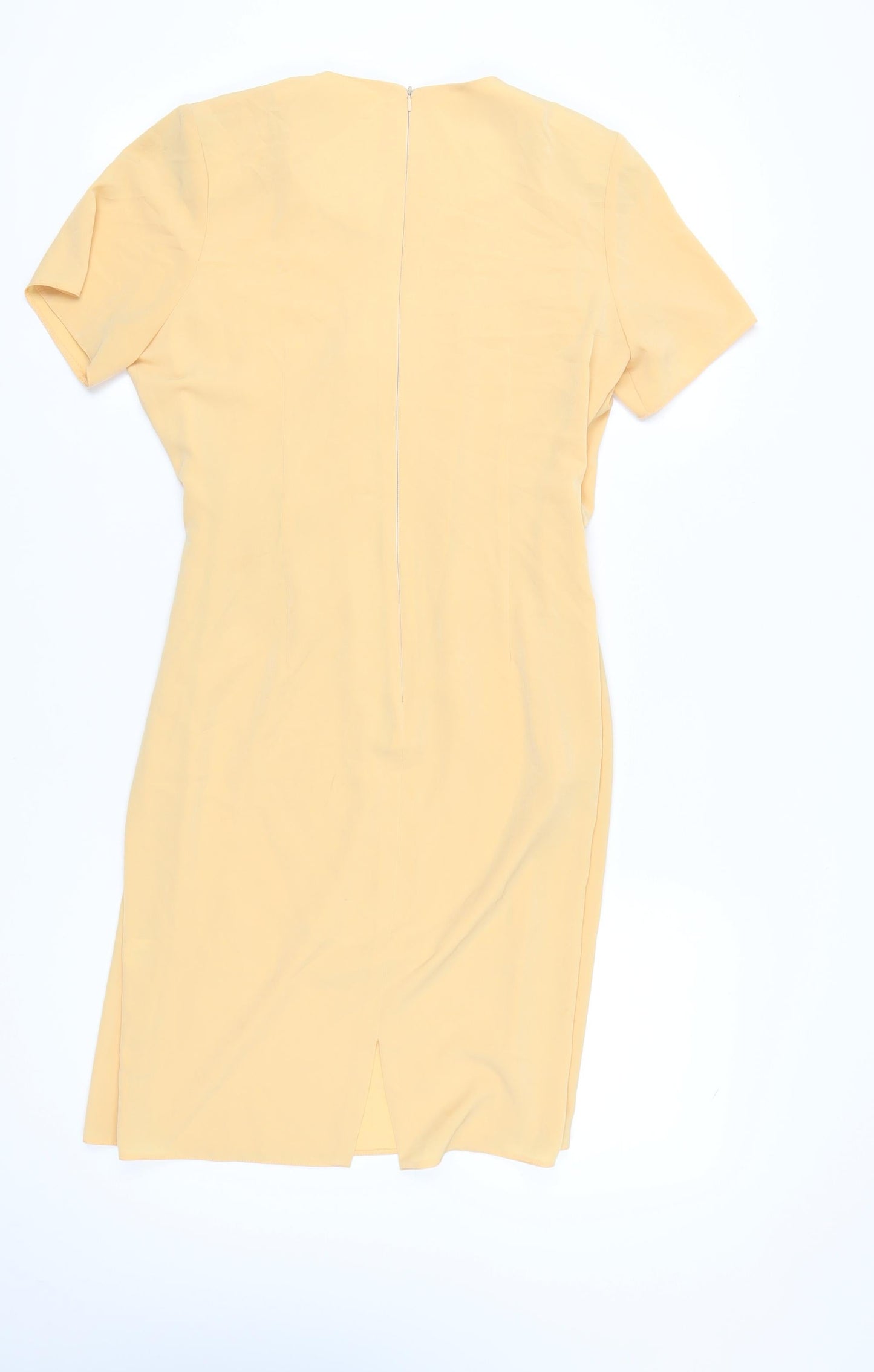 Shelana Women’s Yellow Sheath Dress Size 12 Short Sleeve Knee Length