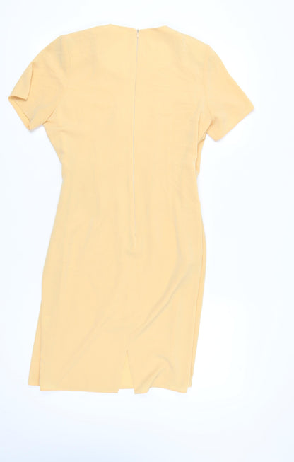 Shelana Women’s Yellow Sheath Dress Size 12 Short Sleeve Knee Length