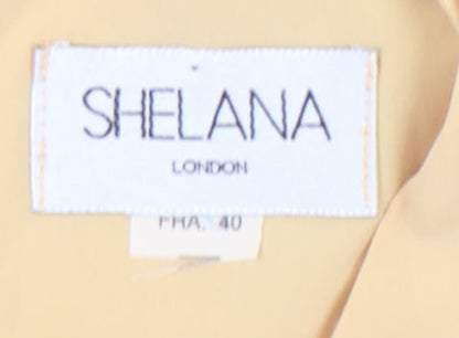 Shelana Women’s Yellow Sheath Dress Size 12 Short Sleeve Knee Length