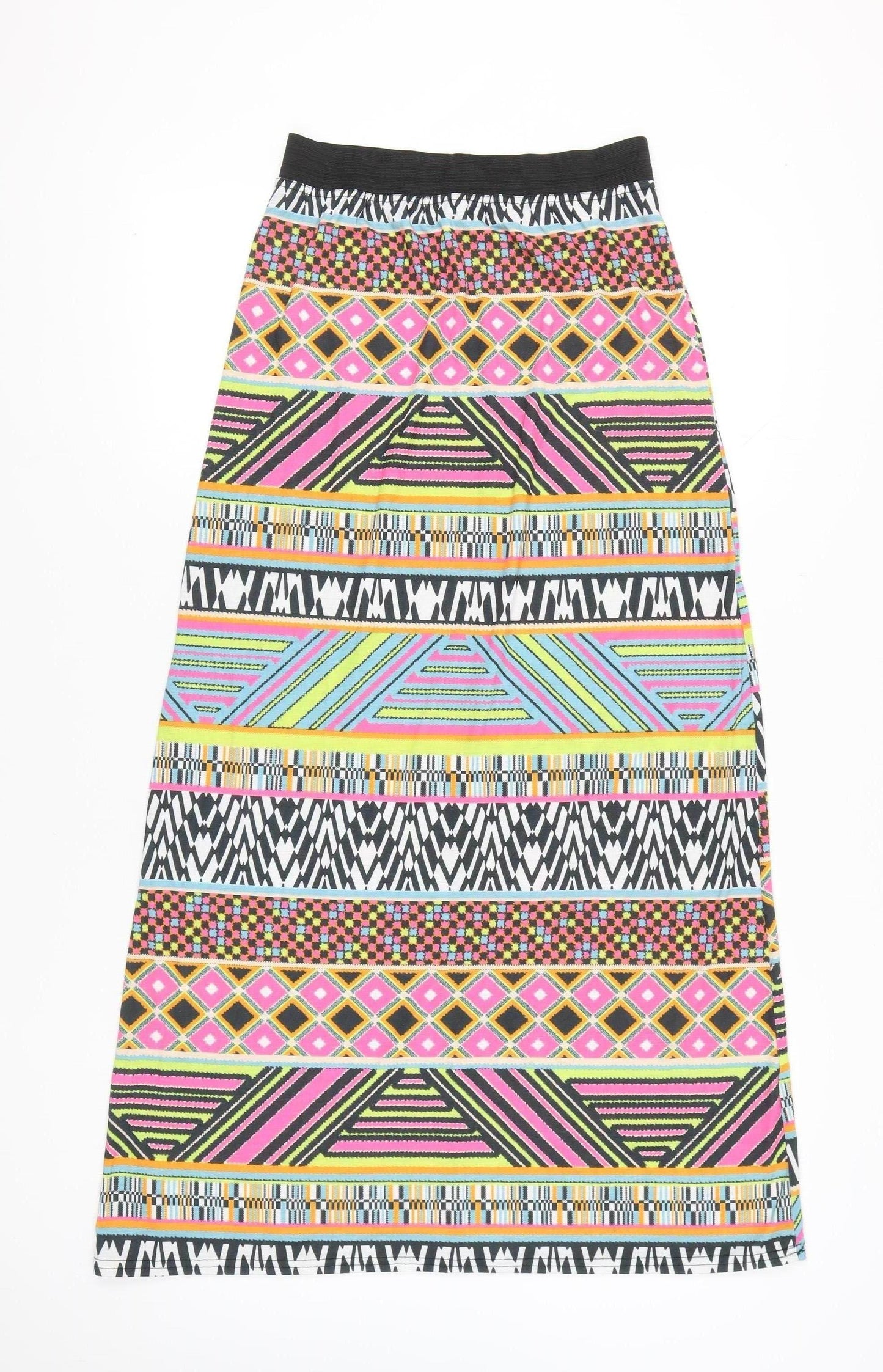 Boohoo Womens Skirt Size 16 Multicoloured Tribal Print A-Line Midi Polyester Stretch