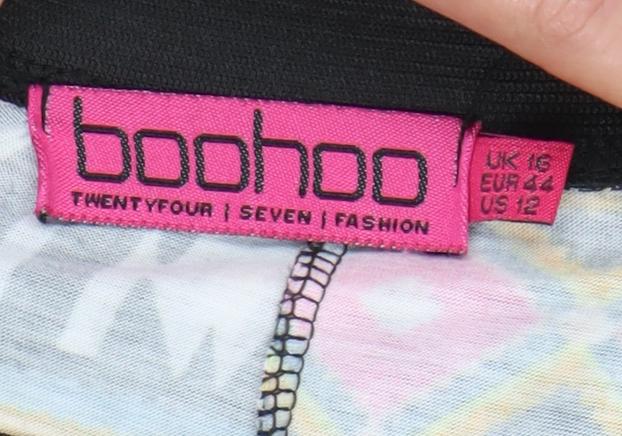 Boohoo Womens Skirt Size 16 Multicoloured Tribal Print A-Line Midi Polyester Stretch