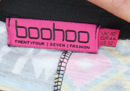 Boohoo Womens Skirt Size 16 Multicoloured Tribal Print A-Line Midi Polyester Stretch