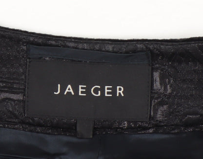 Jaeger Women Black Size 16 Cropped Floral Brocade Jacket