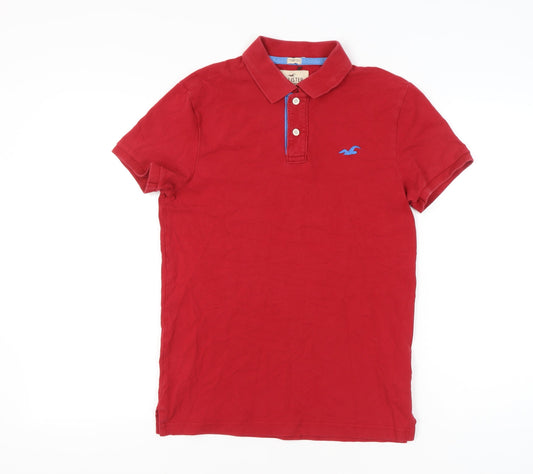 Hollister Men’s Red Slim Fit Polo Shirt Size S Short Sleeve Cotton