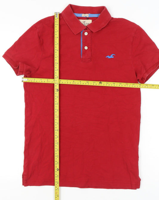 Hollister Men’s Red Slim Fit Polo Shirt Size S Short Sleeve Cotton