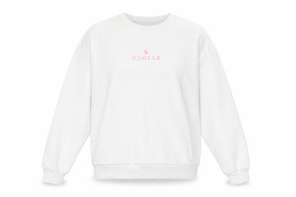 ODolls Womens White Sweatshirt Size 6 Cotton Blend Logo Crew Neck