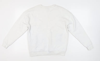 ODolls Womens White Sweatshirt Size 6 Cotton Blend Logo Crew Neck