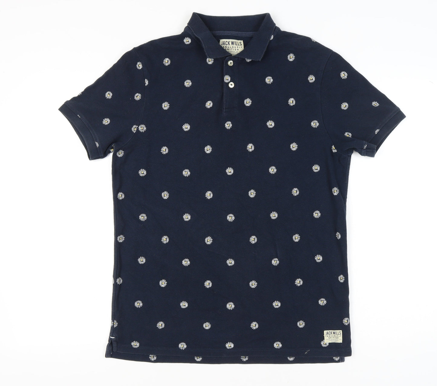 Jack Wills Men’s Blue Floral Polo Shirt Size M Cotton Casual