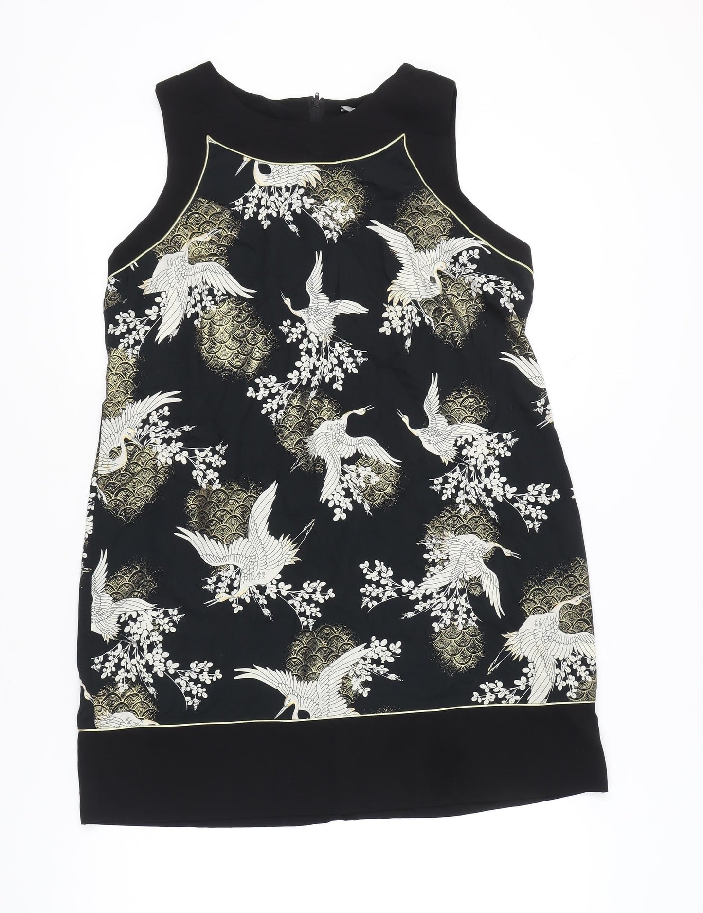 Dorothy Perkins Women’s Black Shift Dress Size 16 Sleeveless Printed Knee Length