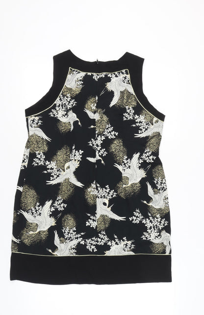 Dorothy Perkins Women’s Black Shift Dress Size 16 Sleeveless Printed Knee Length