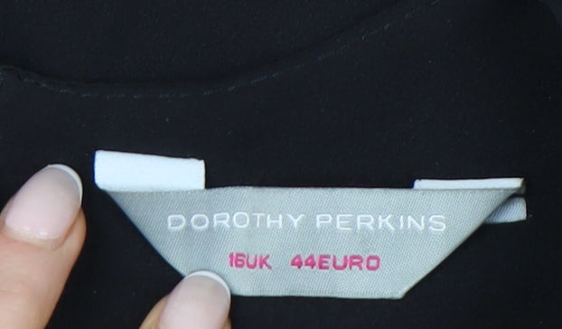 Dorothy Perkins Women’s Black Shift Dress Size 16 Sleeveless Printed Knee Length