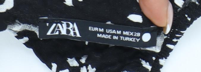 Womens UK Size M Zara Black Tunic Blouse