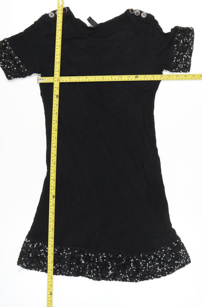 Vero Moda Womens Black M Shift Dress Sequin Accents Party Cocktail