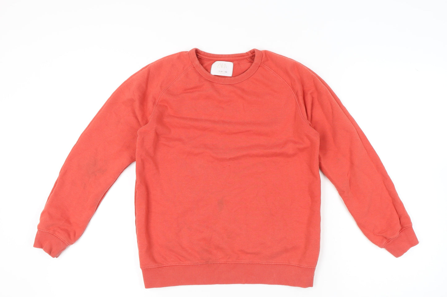 Zara Girls Red Sweatshirt 11-12 Years Long Sleeve Crew Neck Pullover