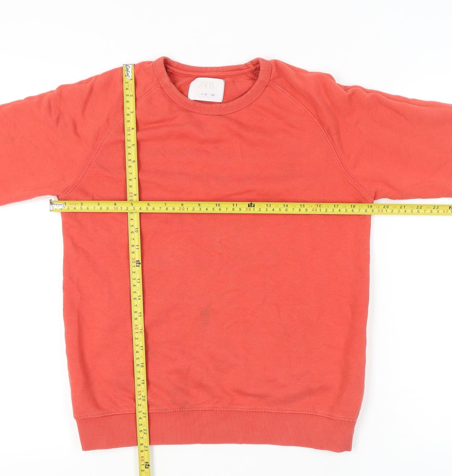 Zara Girls Red Sweatshirt 11-12 Years Long Sleeve Crew Neck Pullover