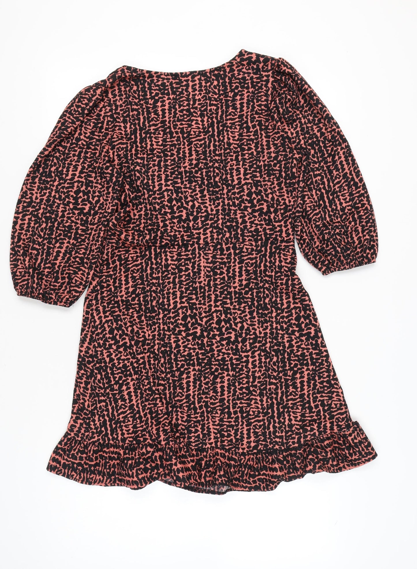 Dorothy Perkins Women’s Pink Black Animal Print Wrap Dress UK 10