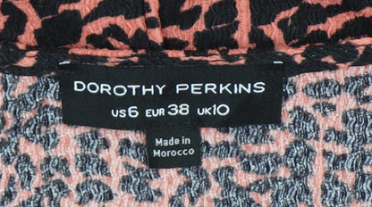 Dorothy Perkins Women’s Pink Black Animal Print Wrap Dress UK 10