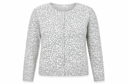 Gap Womens Grey Animal Print Cotton Cardigan Size L V-Neck Knit