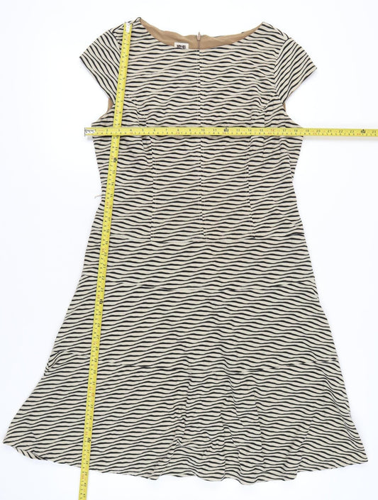 Anne Klein Women’s Beige Black Fit & Flare Dress Size 14