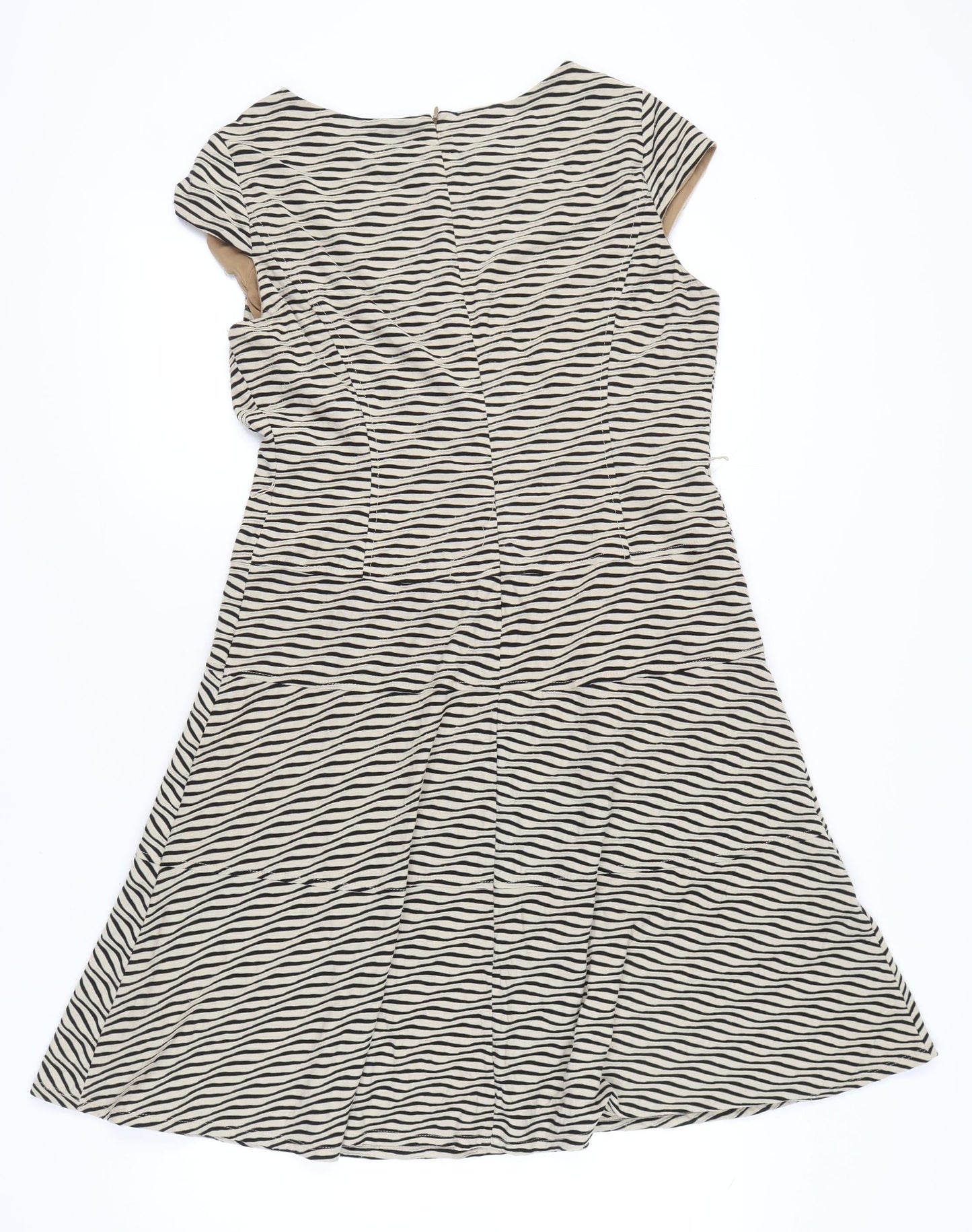 Anne Klein Women’s Beige Black Fit & Flare Dress Size 14