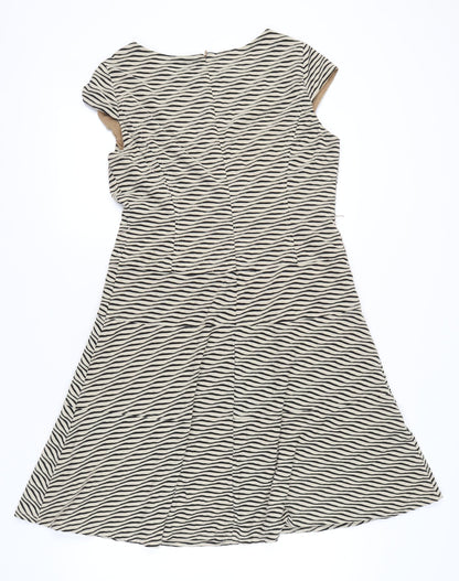 Anne Klein Women’s Beige Black Fit & Flare Dress Size 14