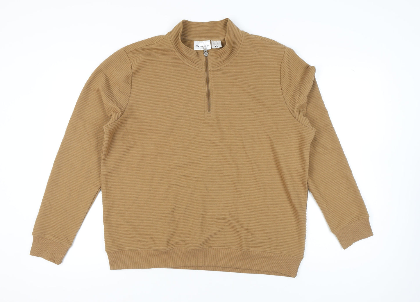 Avenue Men's Brown XL 1/4 Zip Mock Neck Sweatshirt Long Sleeve