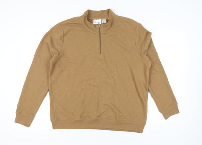 Avenue Men's Brown XL 1/4 Zip Mock Neck Sweatshirt Long Sleeve