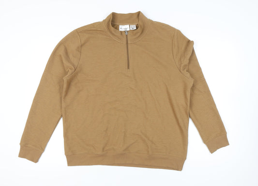 Avenue Men's Brown XL 1/4 Zip Mock Neck Sweatshirt Long Sleeve