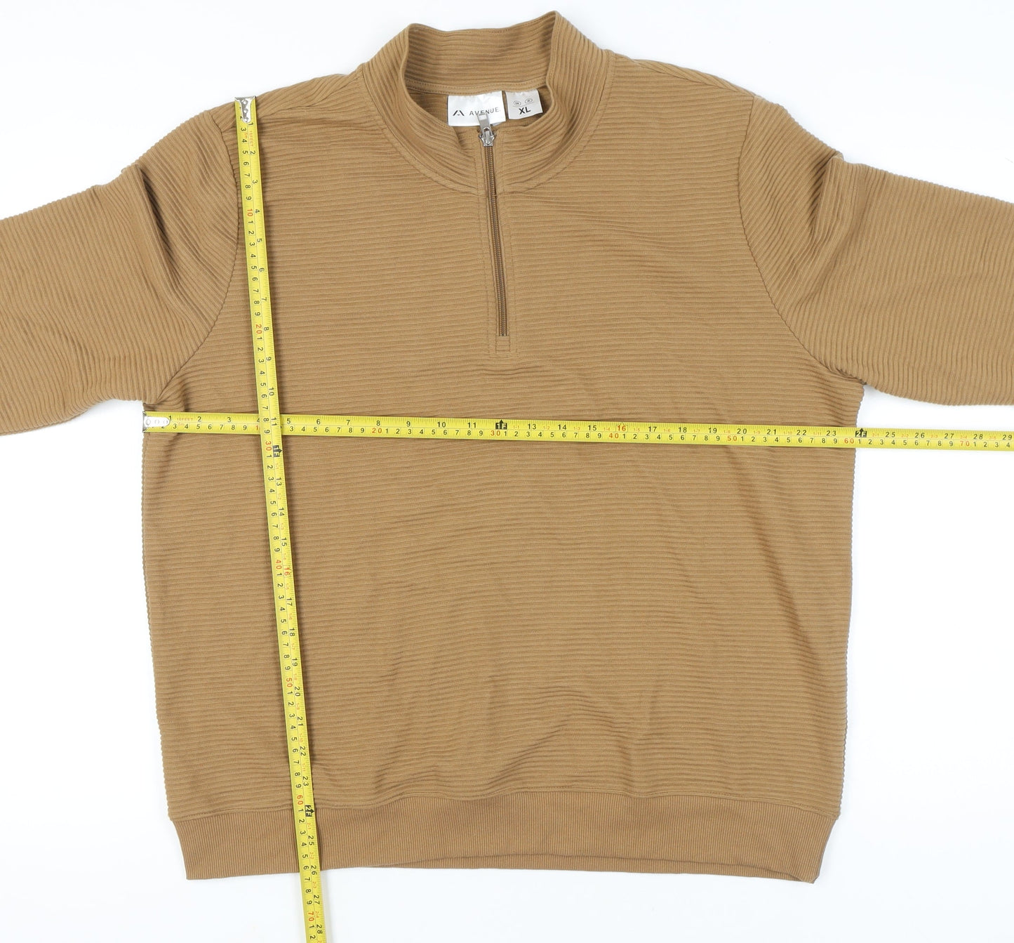 Avenue Men's Brown XL 1/4 Zip Mock Neck Sweatshirt Long Sleeve