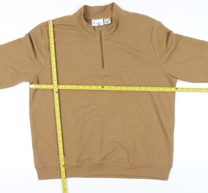 Avenue Men's Brown XL 1/4 Zip Mock Neck Sweatshirt Long Sleeve